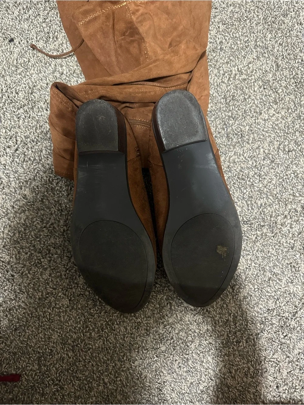 JustFab Women's wide calf Over-the-Knee Suede Boots in Cognac Brown